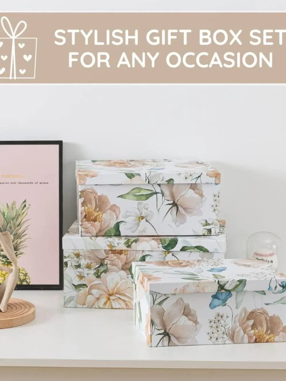 Decorative Cardboard Storage Boxes with Lids for Home Decor and Organization, Se - Picture 6 of 8